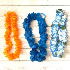 Hawaiian Leis Necklaces Flower Floral Luau Hawaii Dress Up Costume Set of 3